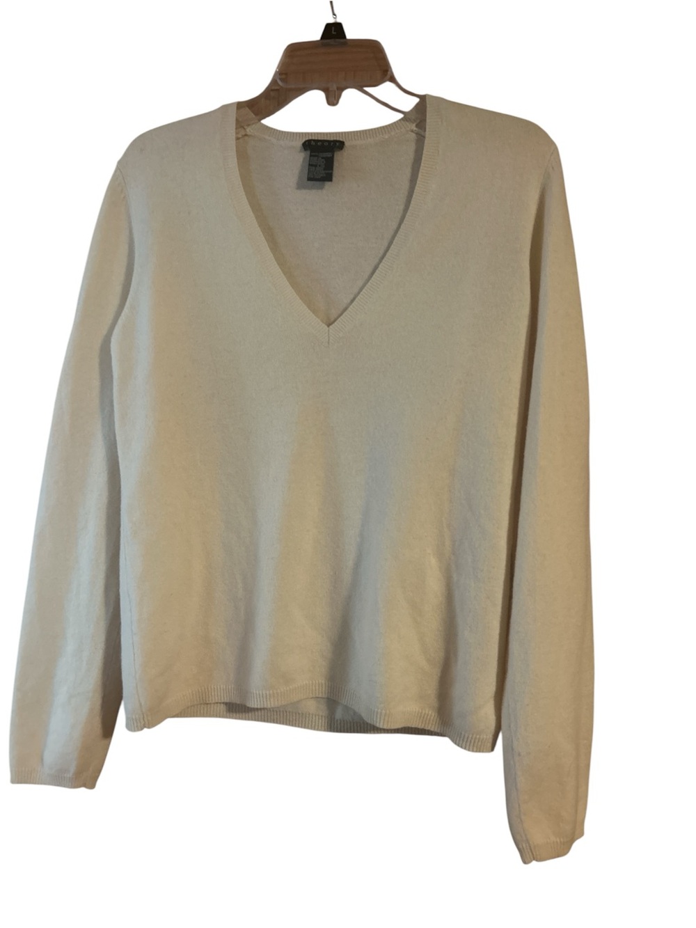Theory 100% Cashmere Butter Yellow v-Neck Sweater | Size Large